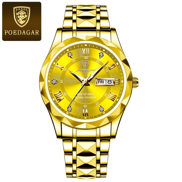 Men's 41mm Stainless Steel Quartz Watch with Luminescent Hands and Date