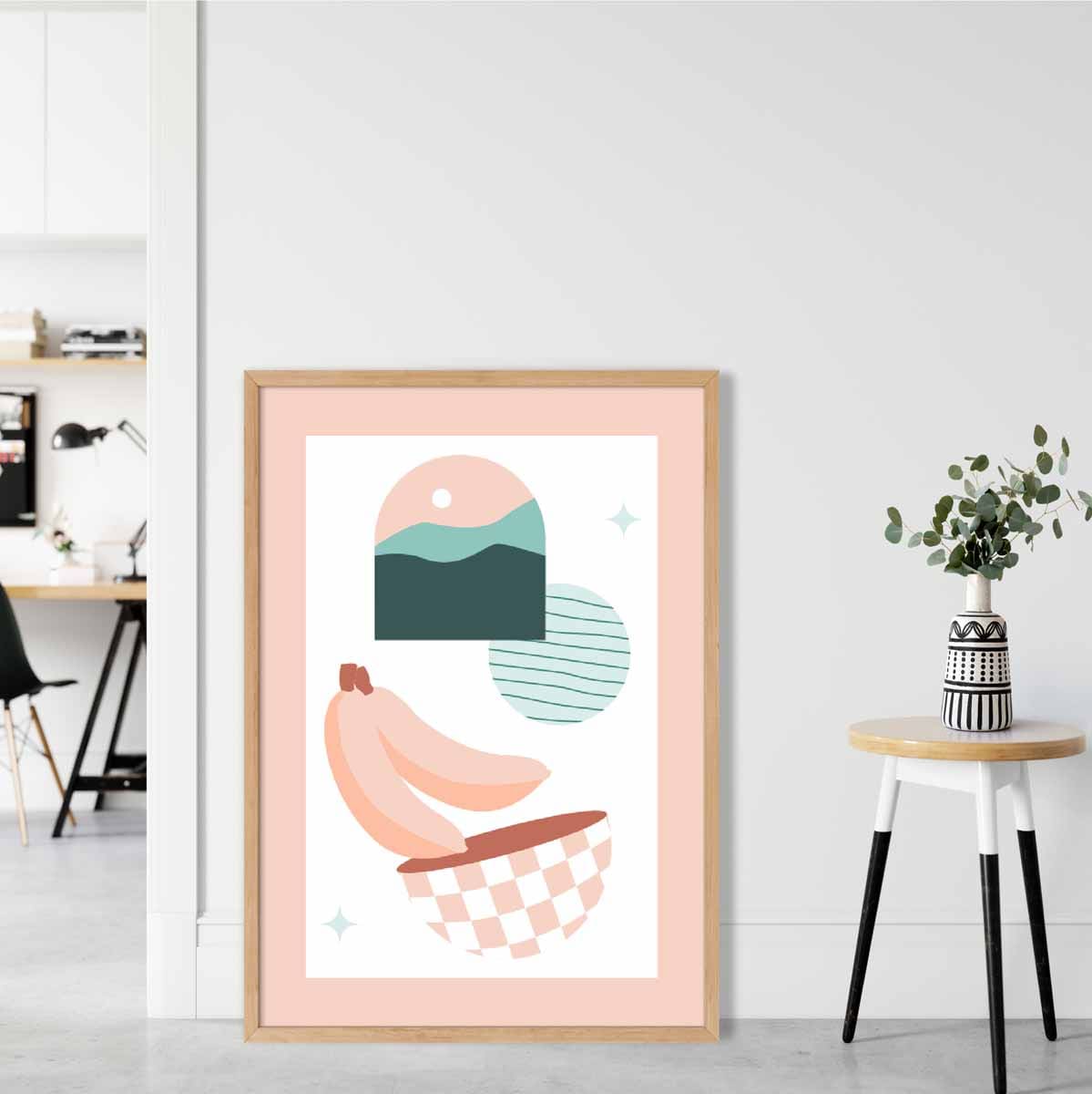 Boho Pastel Pink and Blue Kitchen Poster Art