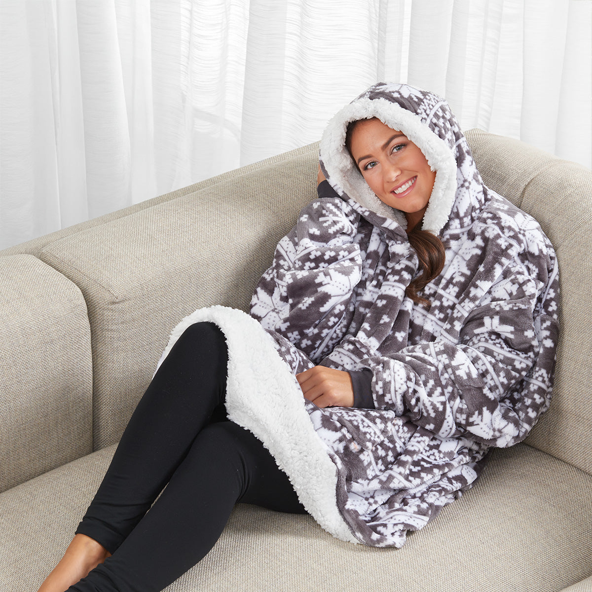 Oversized Wearable Blanket Hoodie with Front Pocket