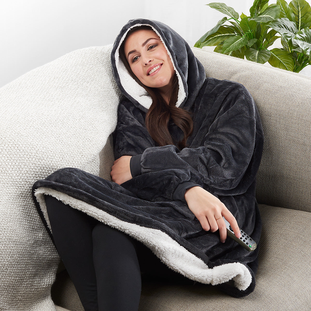 Oversized Wearable Blanket Hoodie with Front Pocket