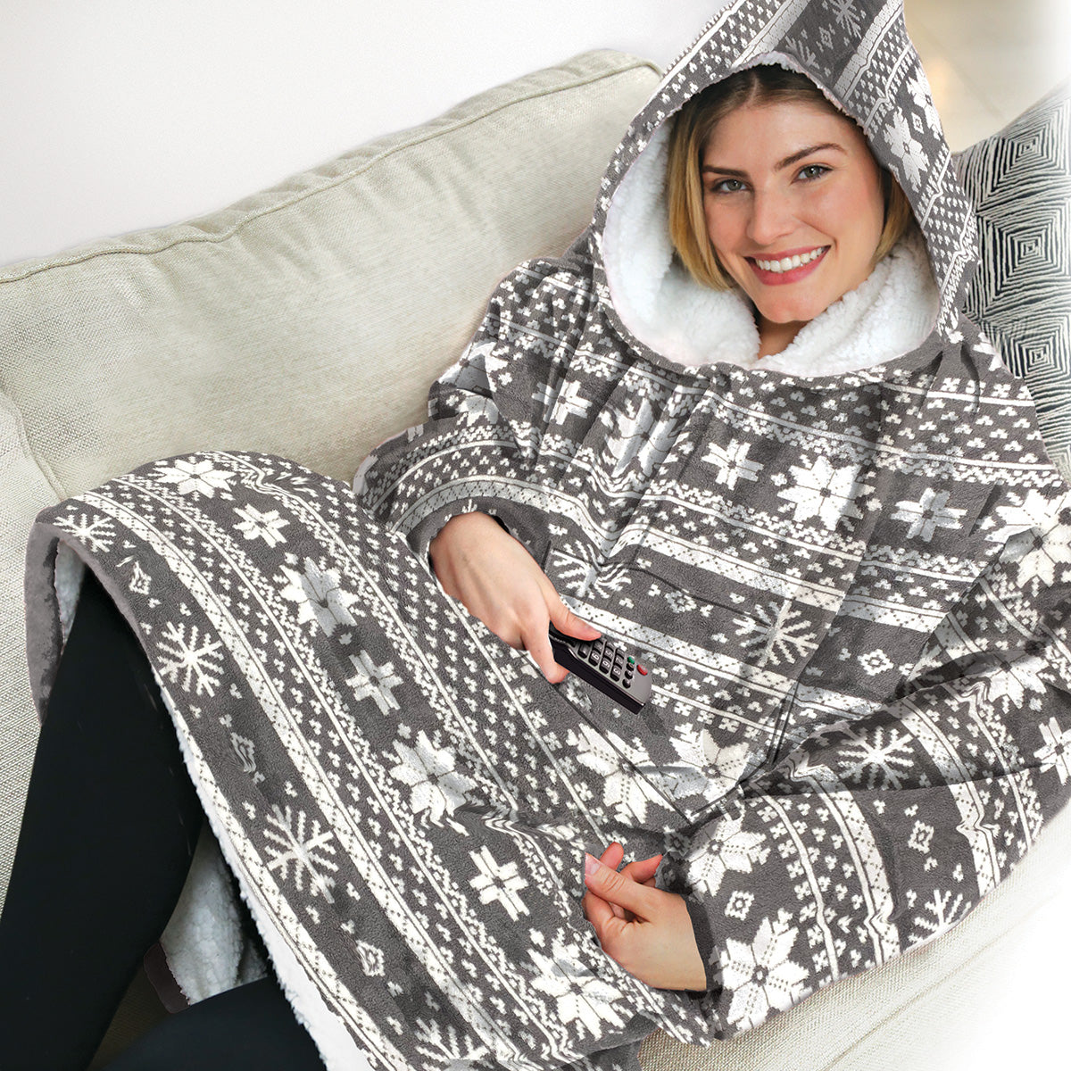 Oversized Wearable Blanket Hoodie with Front Pocket