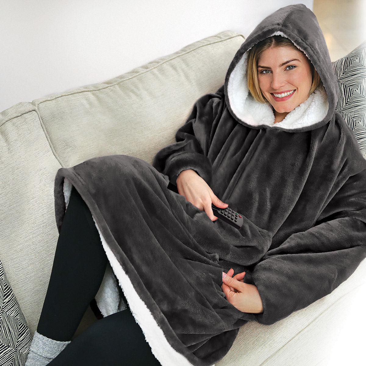 Oversized Wearable Blanket Hoodie with Front Pocket