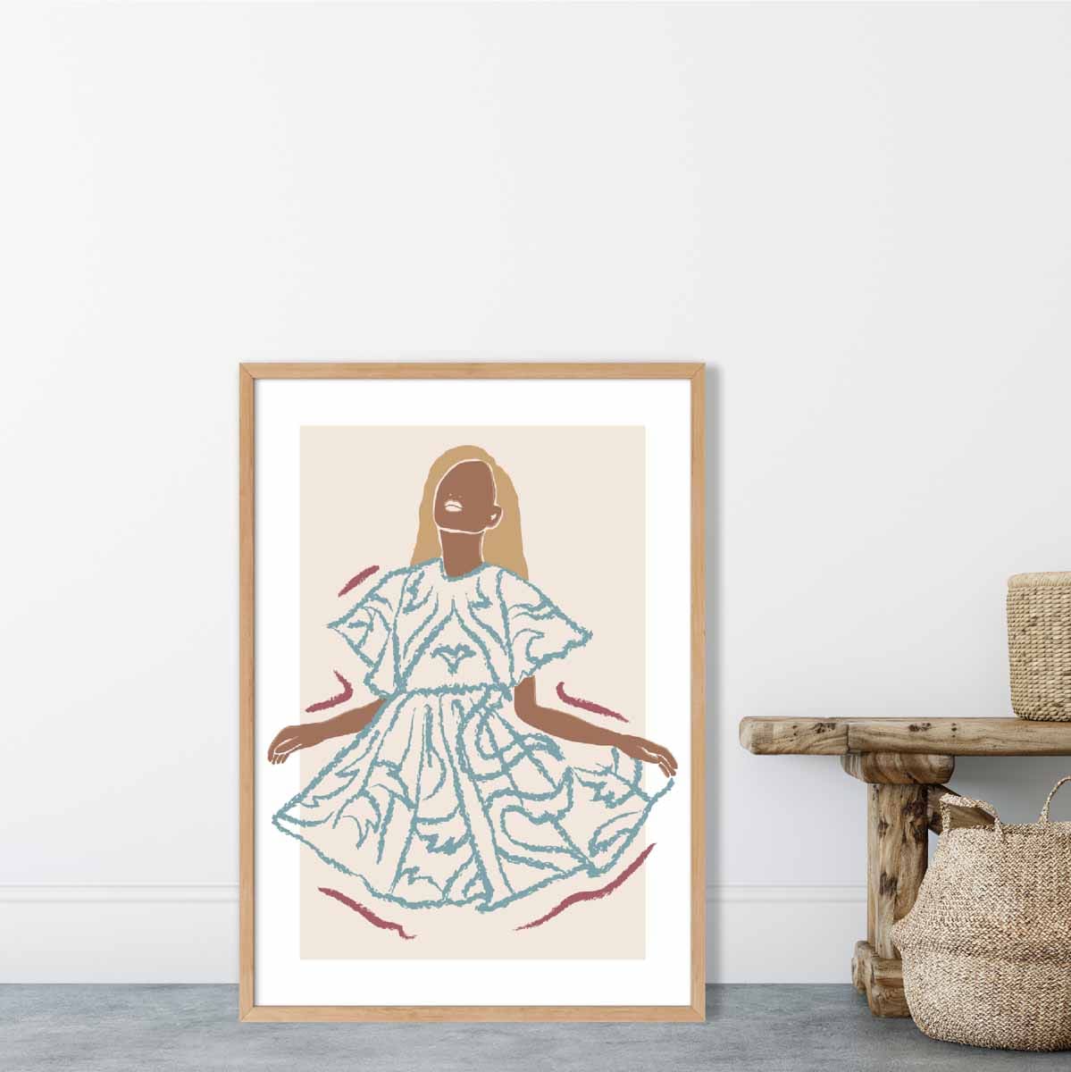 Minimalist Woman Sketch Art Print on Matte Paper