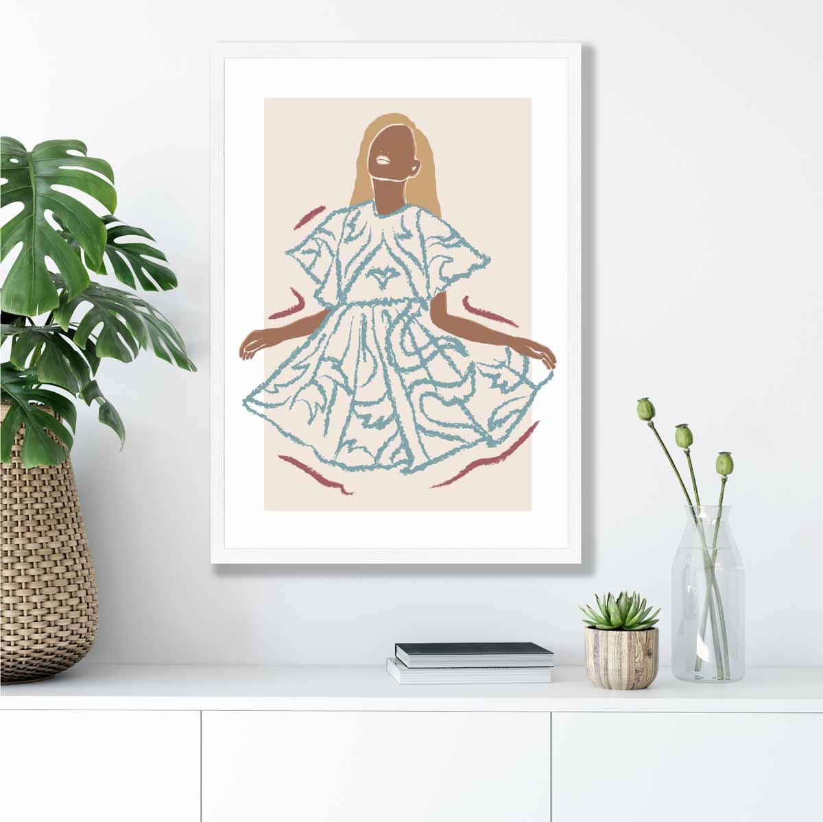 Minimalist Woman Sketch Art Print on Matte Paper