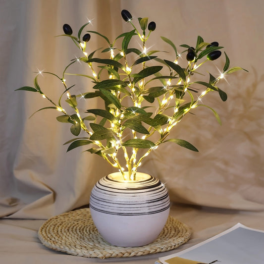 Illuminated Olive Tree LED Lamp for Modern Decor