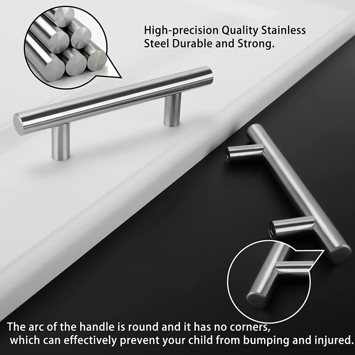 Brushed Nickel Stainless Steel T-Bar Drawer Handles