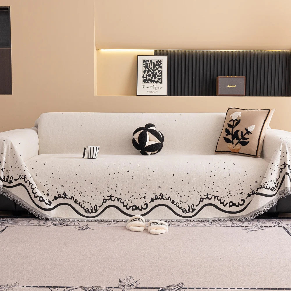 Glittering Cursive Chenille Sofa Cover