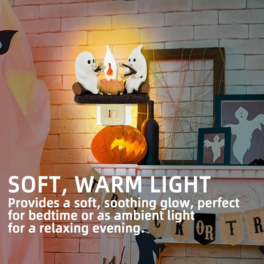 Halloween Ghost Campfire Night Light with Friendly Ghosts