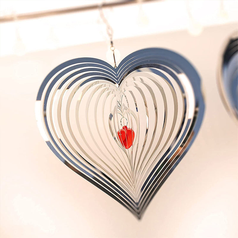 Stainless Steel Heart-Shaped Rotating Wind Spinner