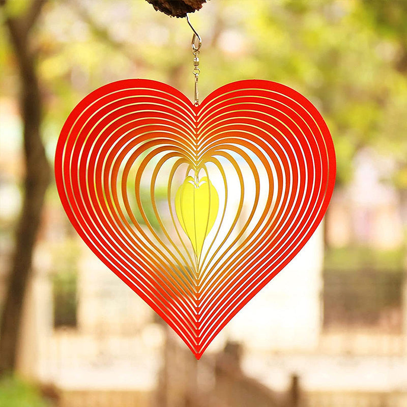 Stainless Steel Heart-Shaped Rotating Wind Spinner