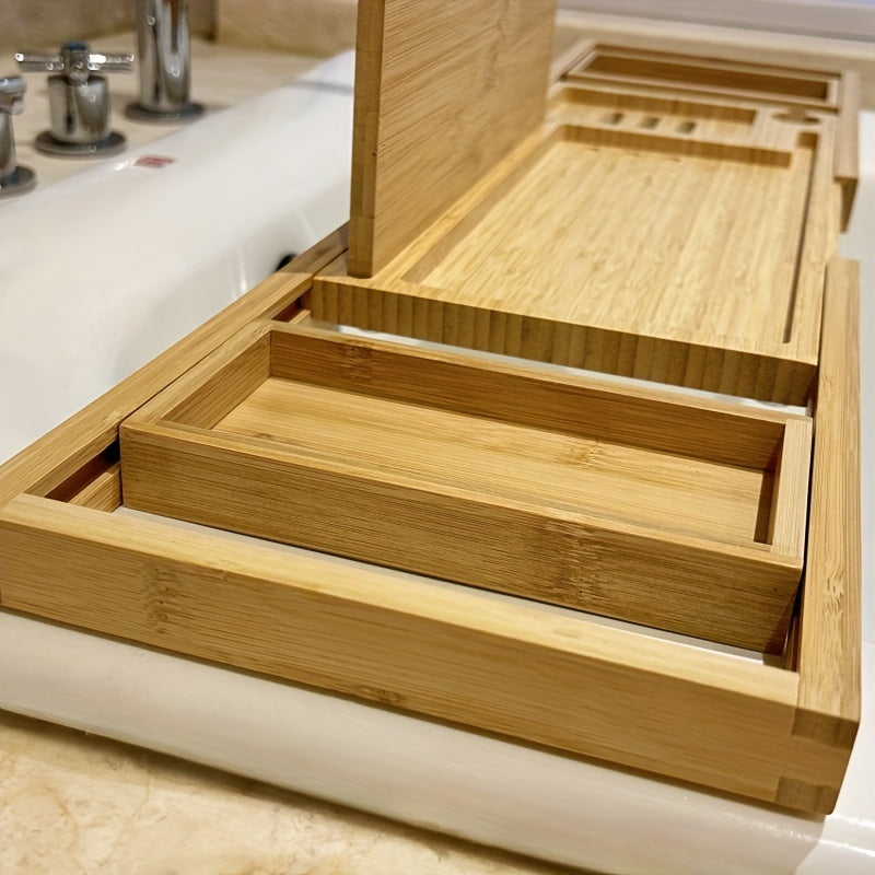 Adjustable Bamboo Bathtub Tray for Relaxation
