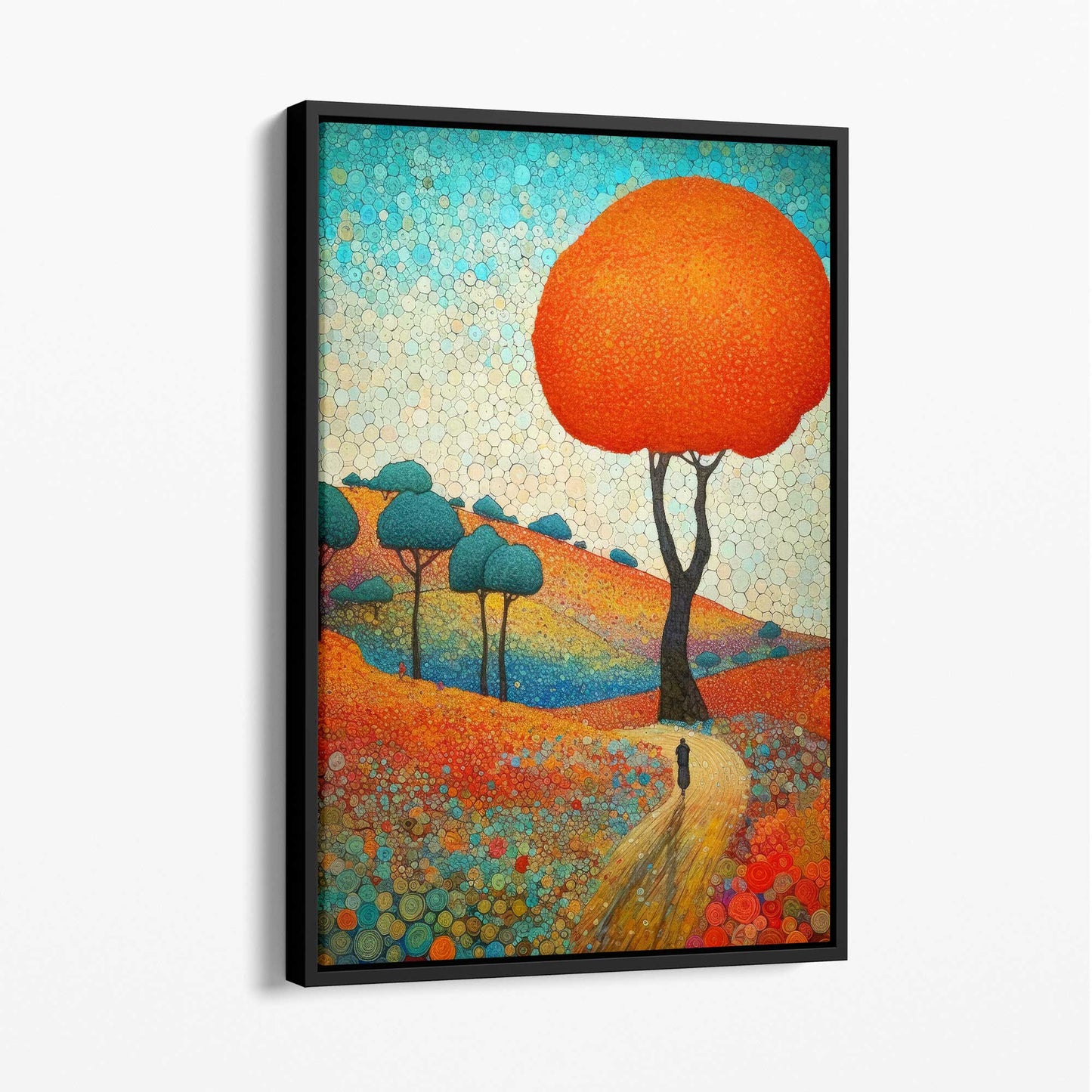 Colorful Abstract Hill and Tree Canvas Print