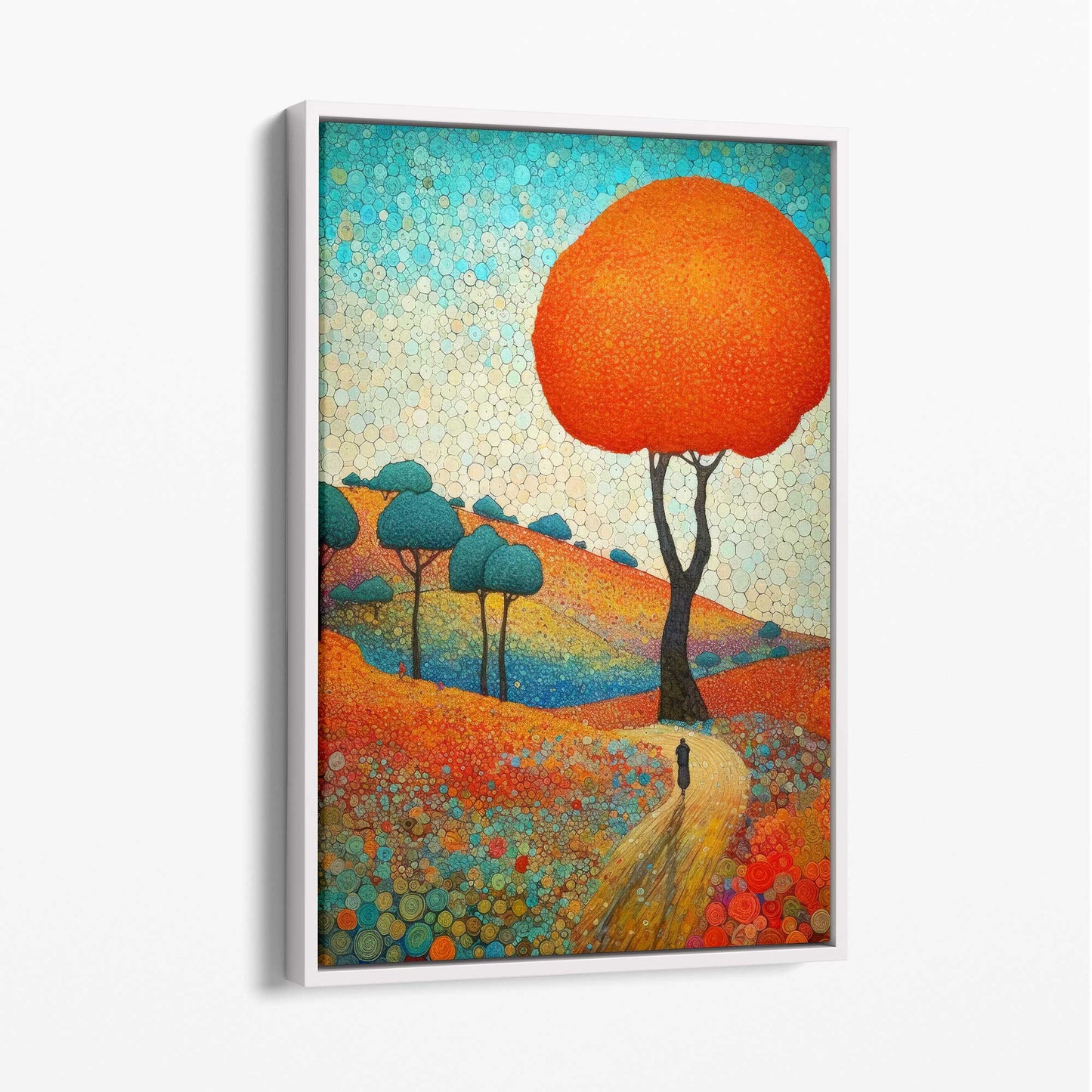 Colorful Abstract Hill and Tree Canvas Print