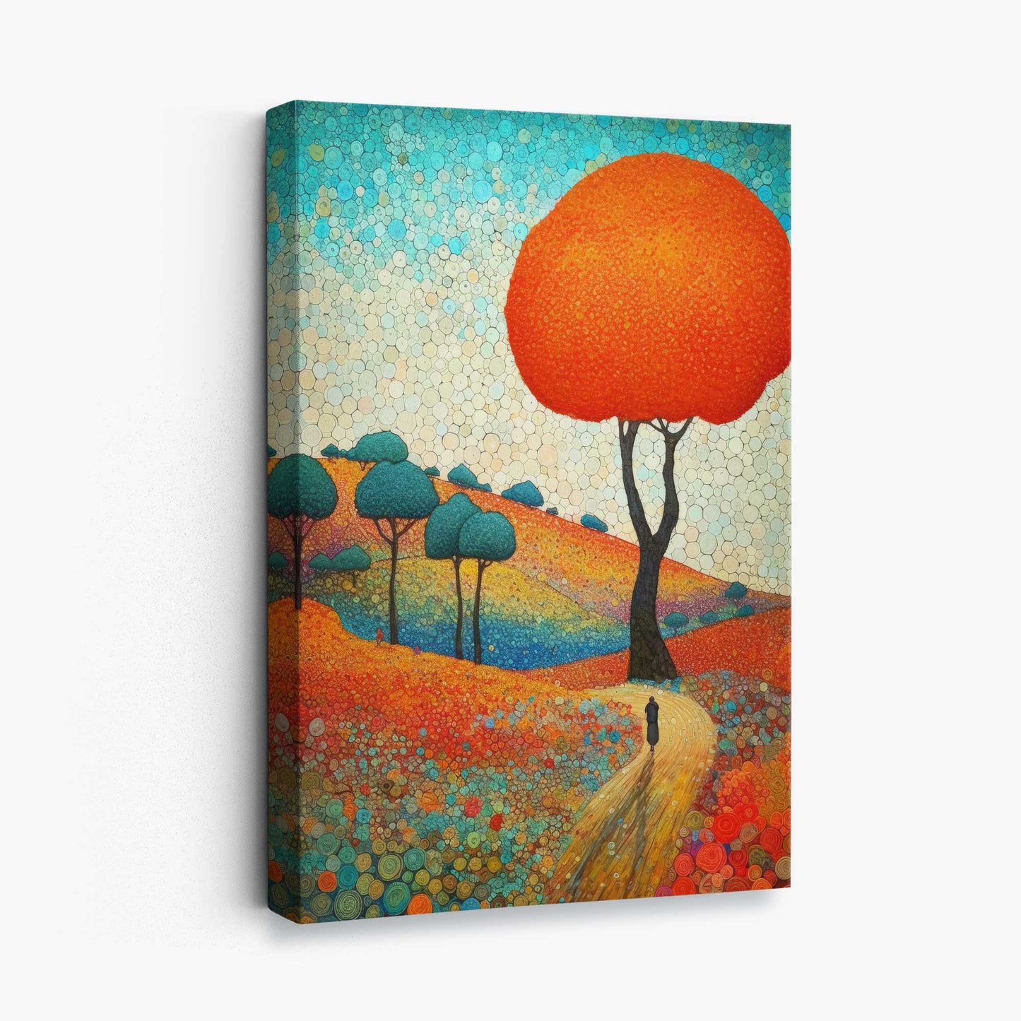Colorful Abstract Hill and Tree Canvas Print