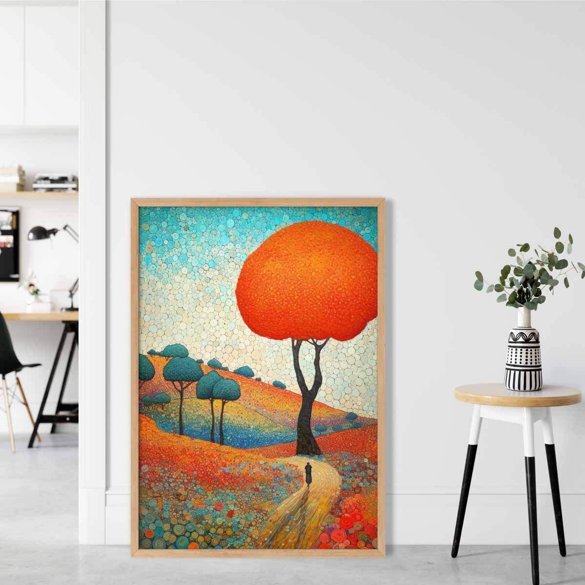 Colorful Abstract Hill and Tree Art Print
