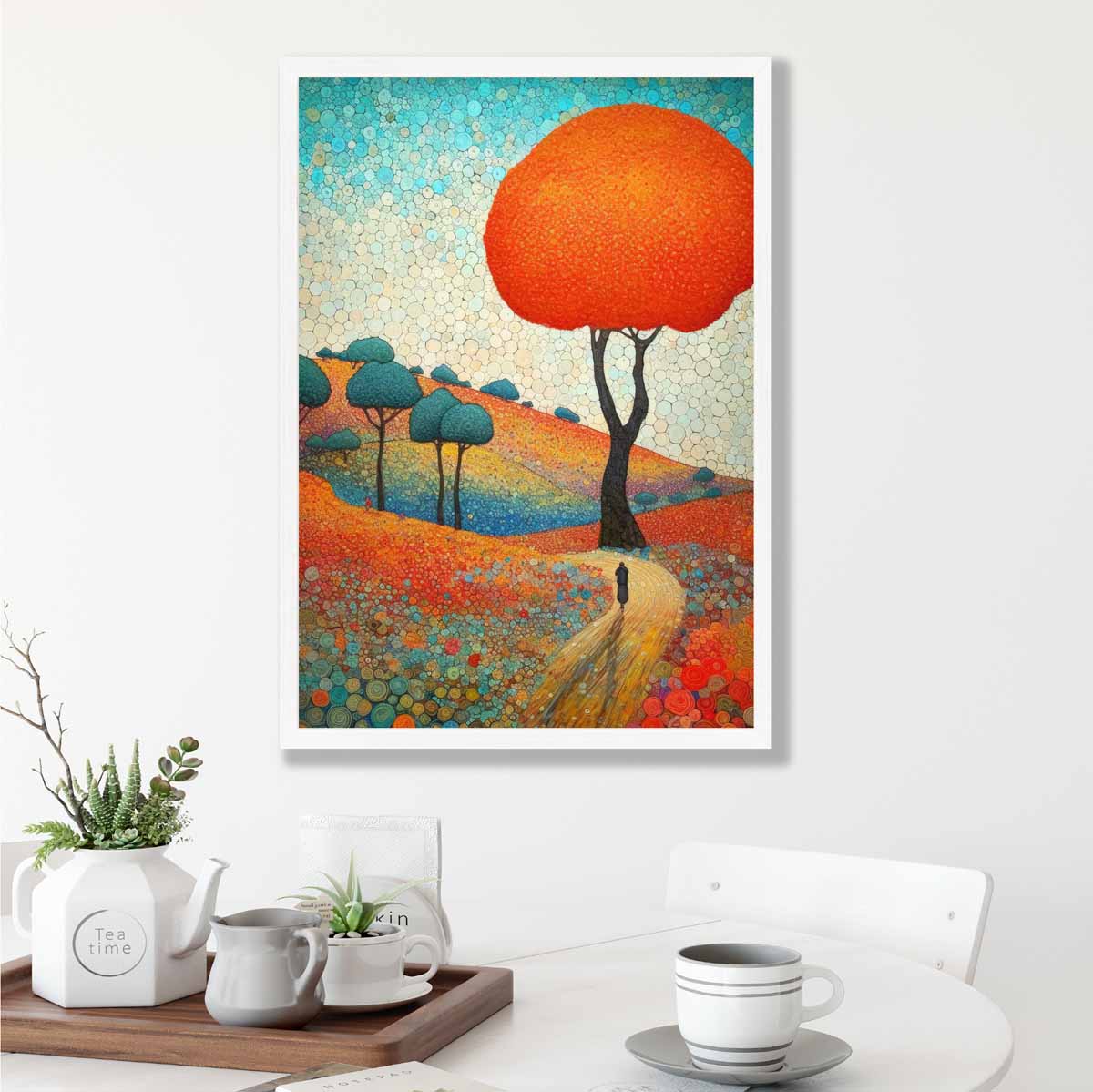 Colorful Abstract Hill and Tree Art Print