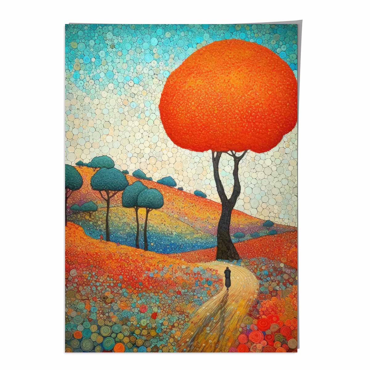 Colorful Abstract Hill and Tree Art Print