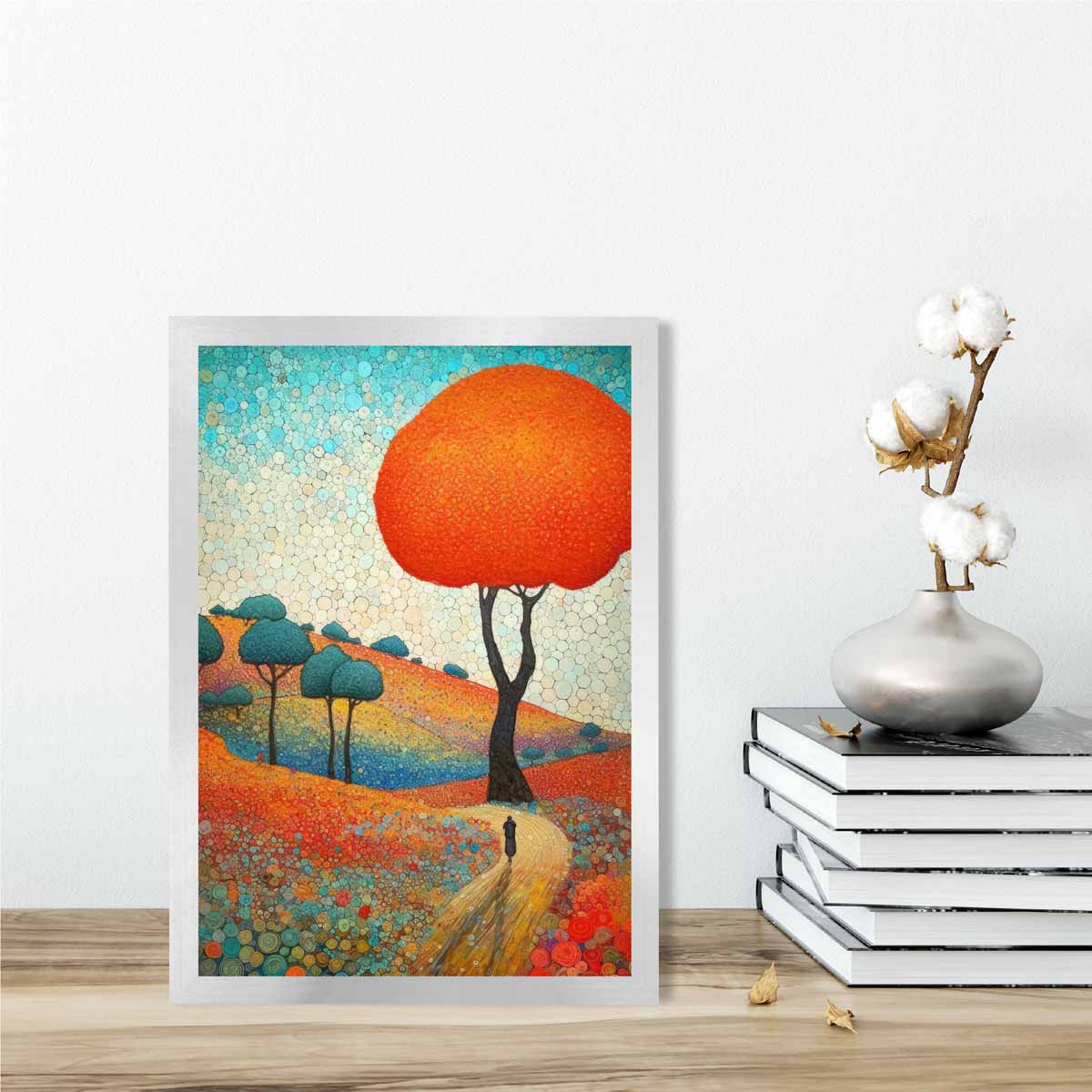 Colorful Abstract Hill and Tree Art Print