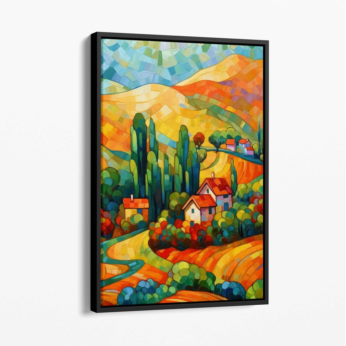 Colorful Abstract Landscape Canvas Print with Float Frame Options
