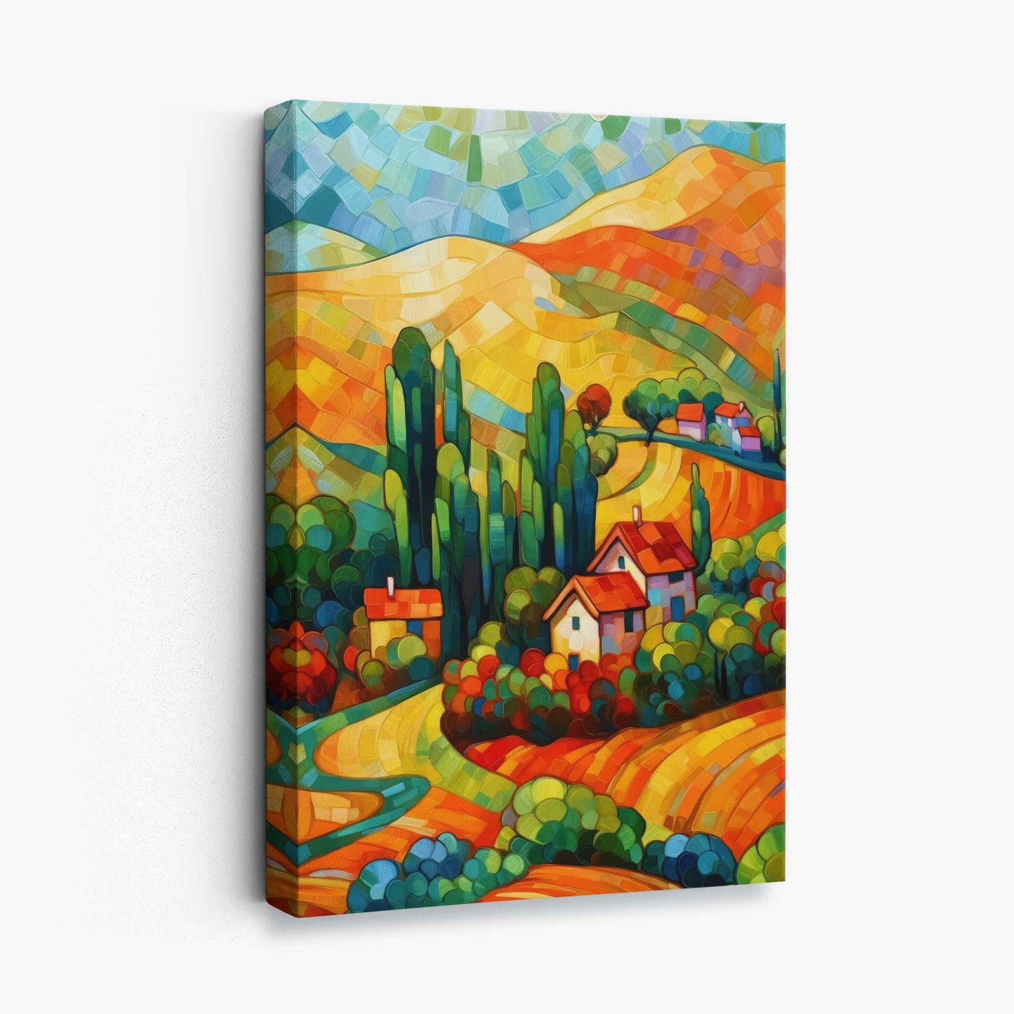 Colorful Abstract Landscape Canvas Print with Float Frame Options