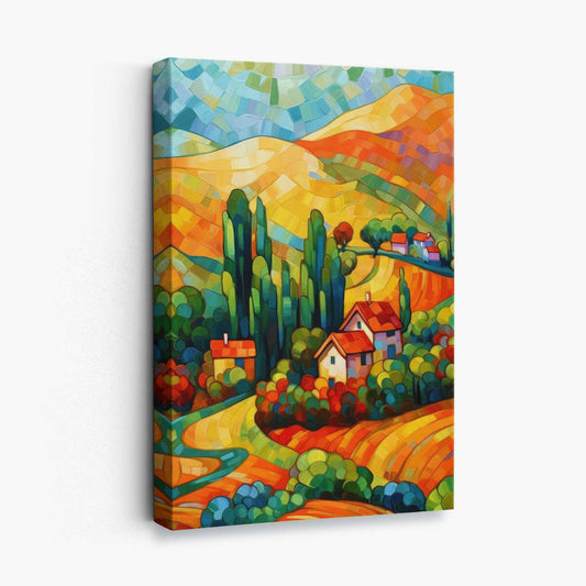 Colorful Abstract Landscape Canvas Print with Float Frame Options