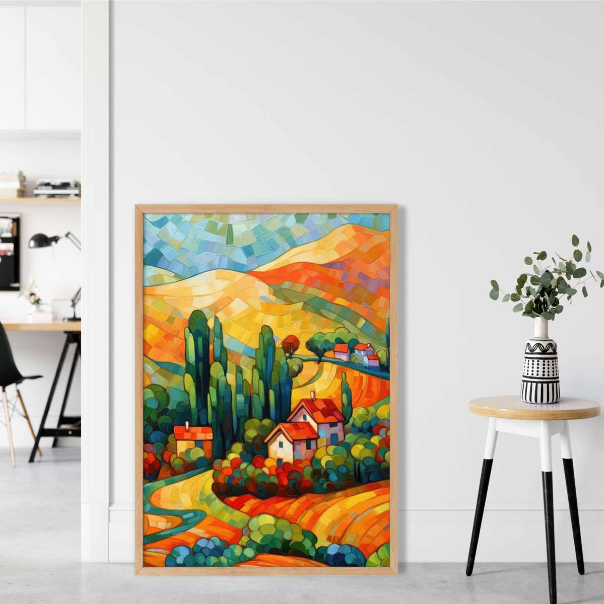 Colorful Landscape House Abstract Art Print