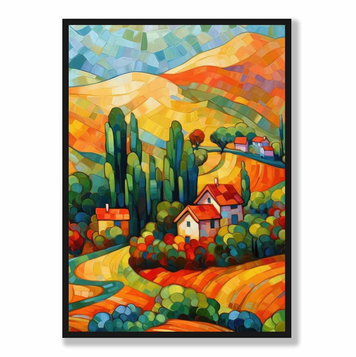 Colorful Landscape House Abstract Art Print