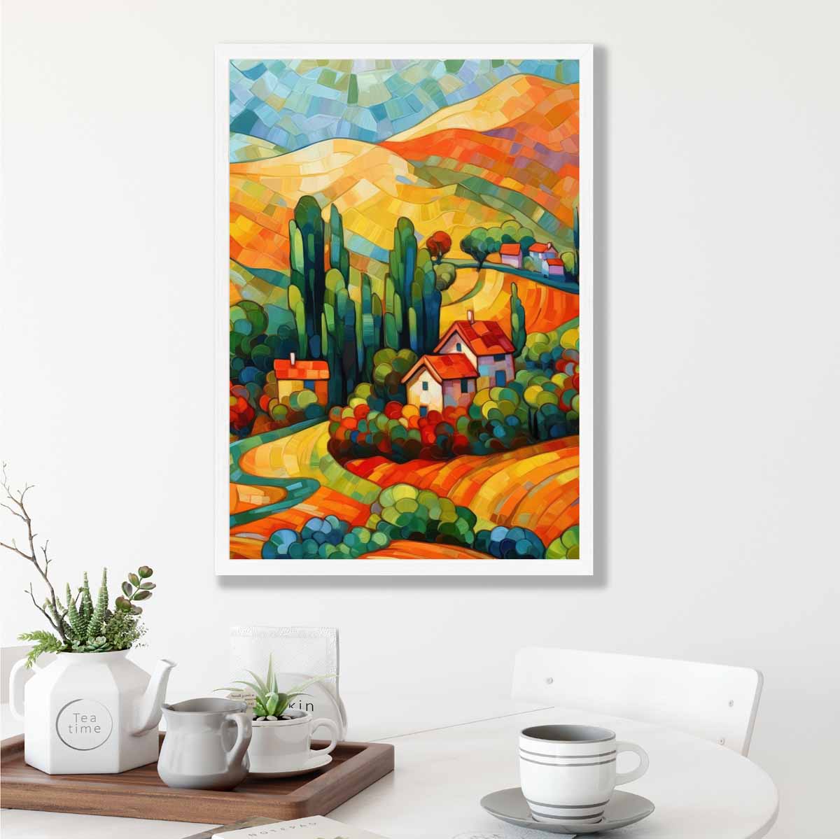 Colorful Landscape House Abstract Art Print