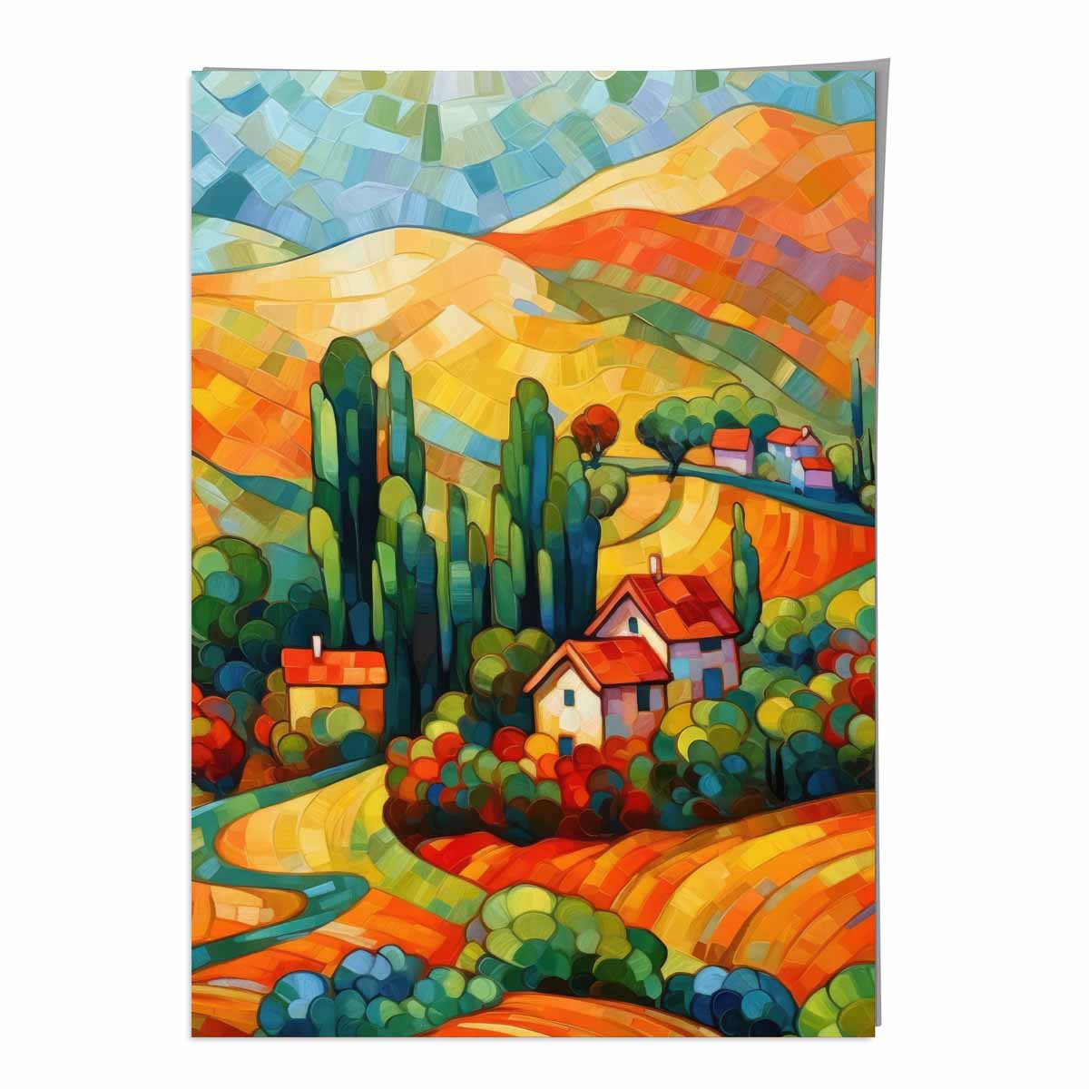 Colorful Landscape House Abstract Art Print