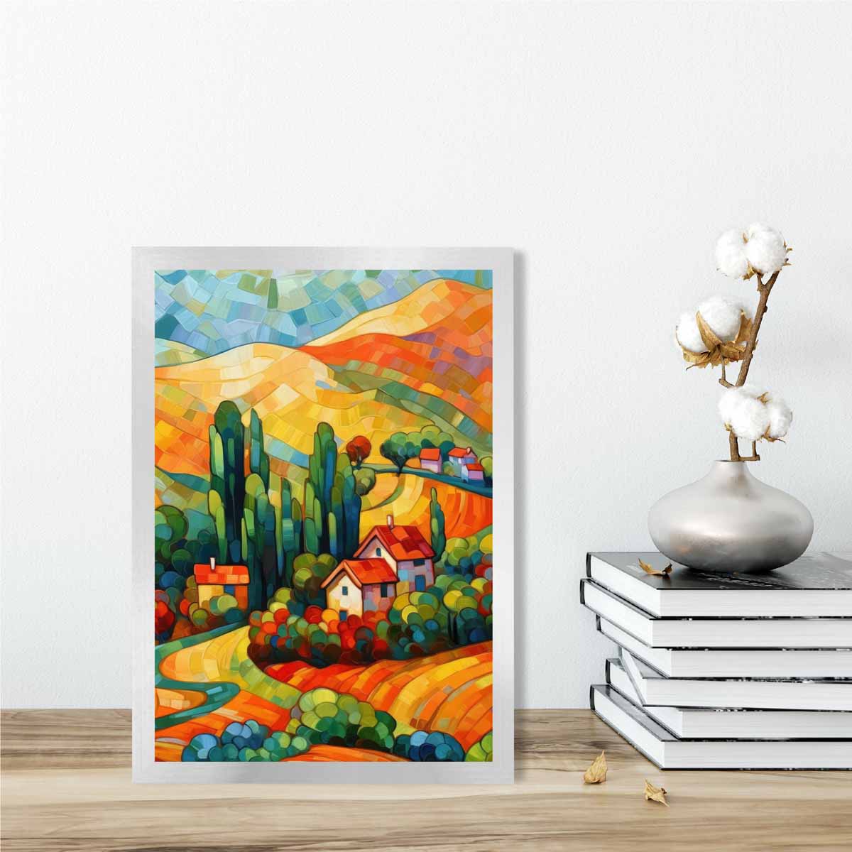Colorful Landscape House Abstract Art Print