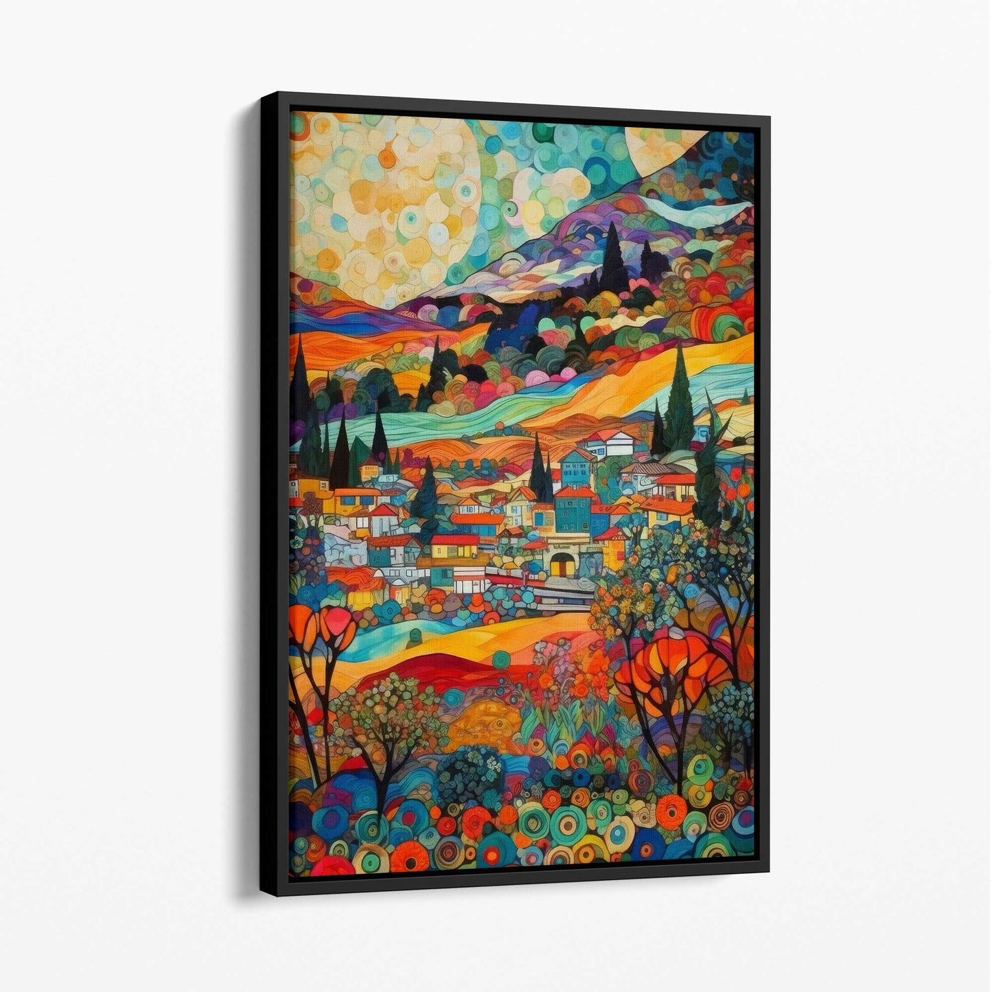 Colorful Cityscape Mosaic Abstract Canvas Print