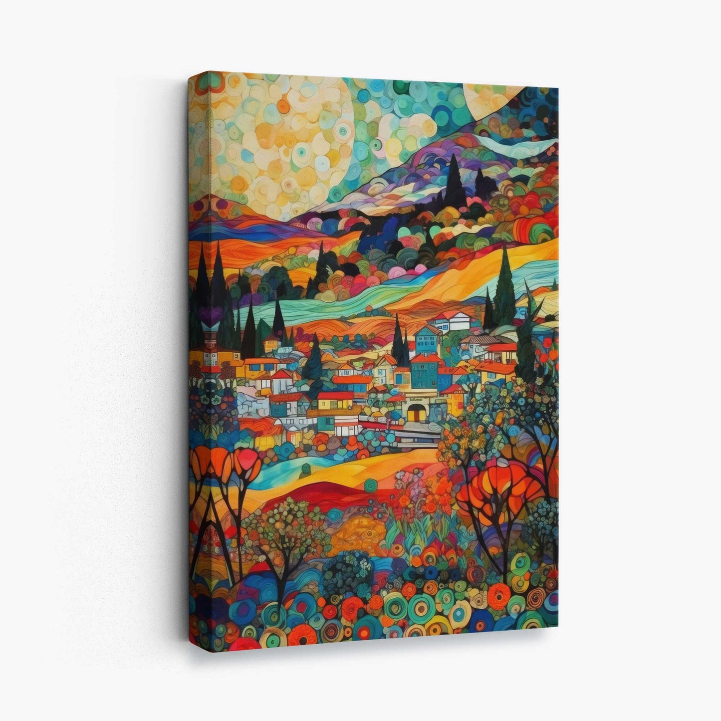 Colorful Cityscape Mosaic Abstract Canvas Print