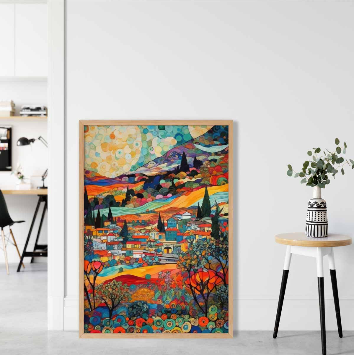 Colorful Mosaic Abstract Cityscape Art Print