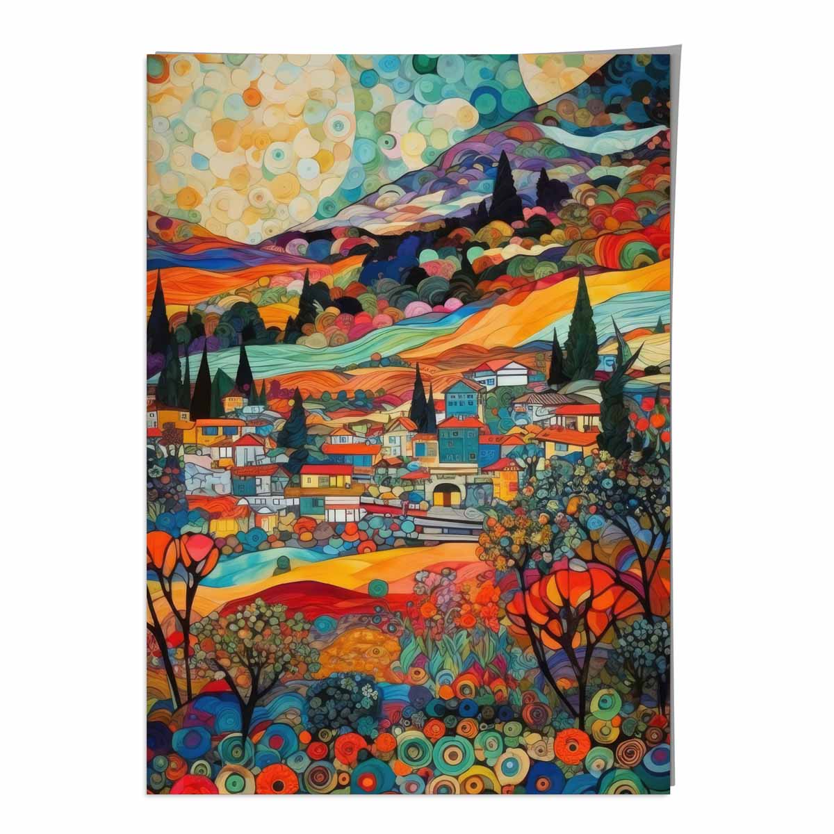 Colorful Mosaic Abstract Cityscape Art Print