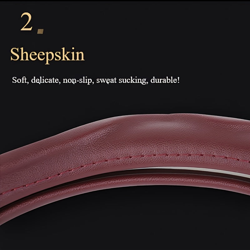 PU Leather Ergonomic Steering Wheel Cover with Non-Slip Grip