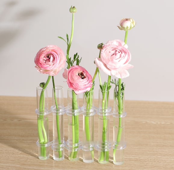 Adjustable Glass Tube Flower Vase with Hinges