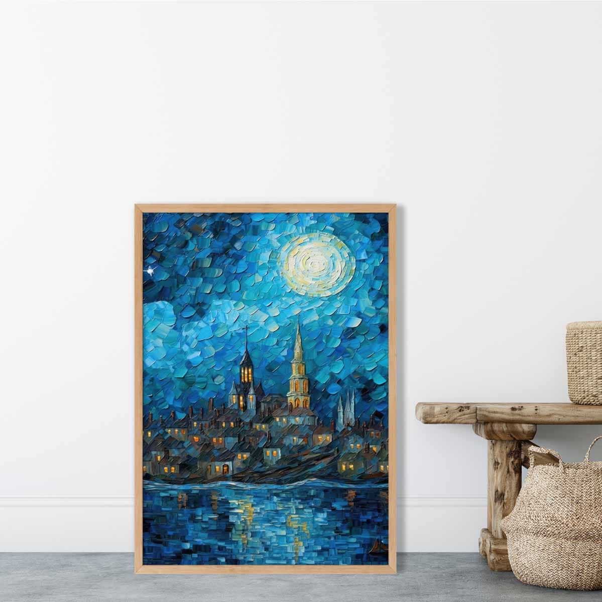 City by the Lake Night Art Print