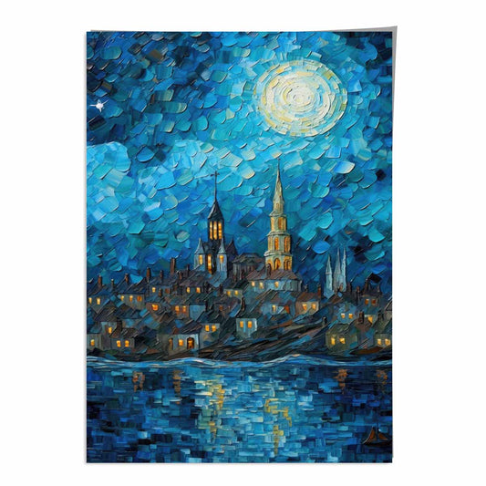 City by the Lake Night Art Print