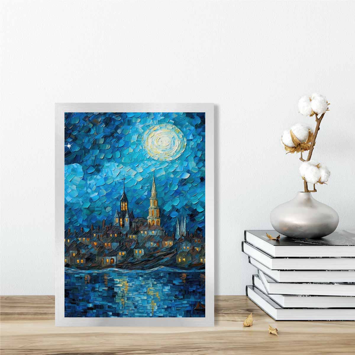 City by the Lake Night Art Print