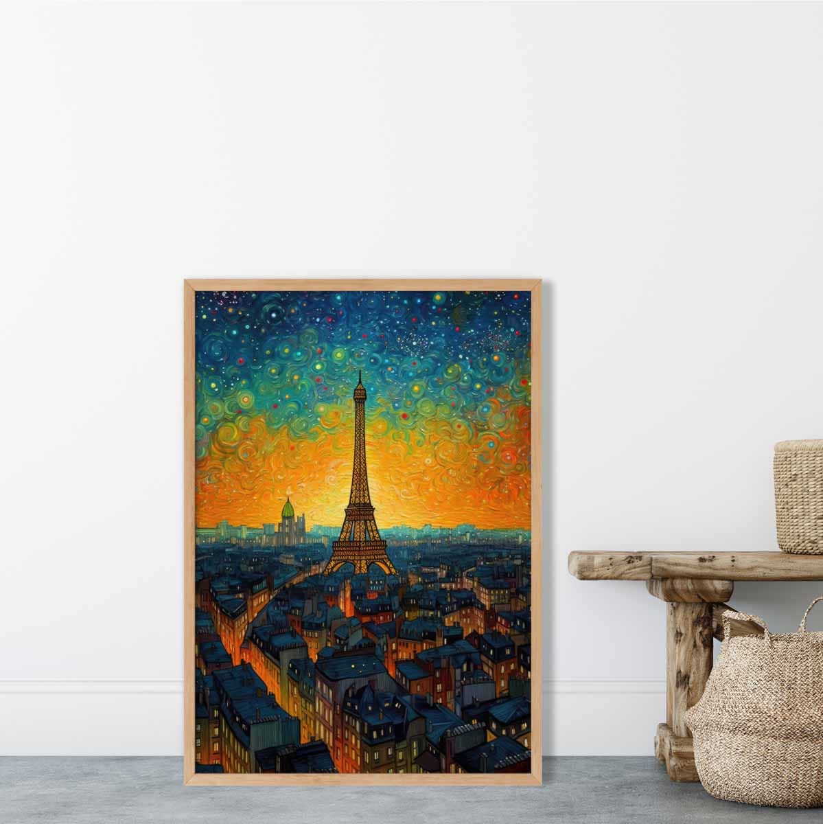 Colorful Paris Sunset Art Print on Satin Paper