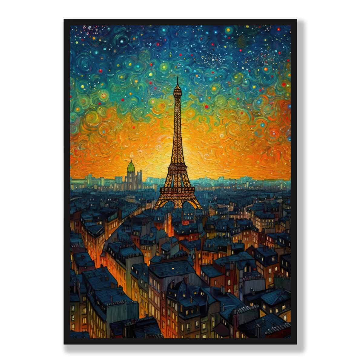 Colorful Paris Sunset Art Print on Satin Paper