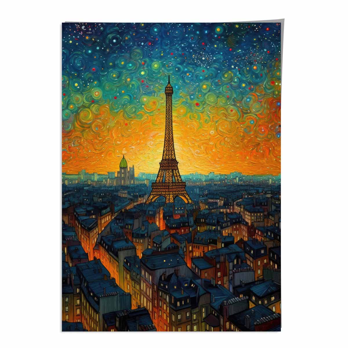 Colorful Paris Sunset Art Print on Satin Paper