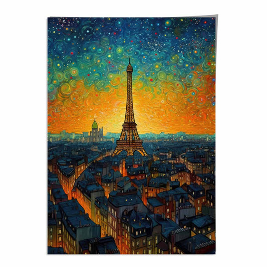 Colorful Paris Sunset Art Print on Satin Paper