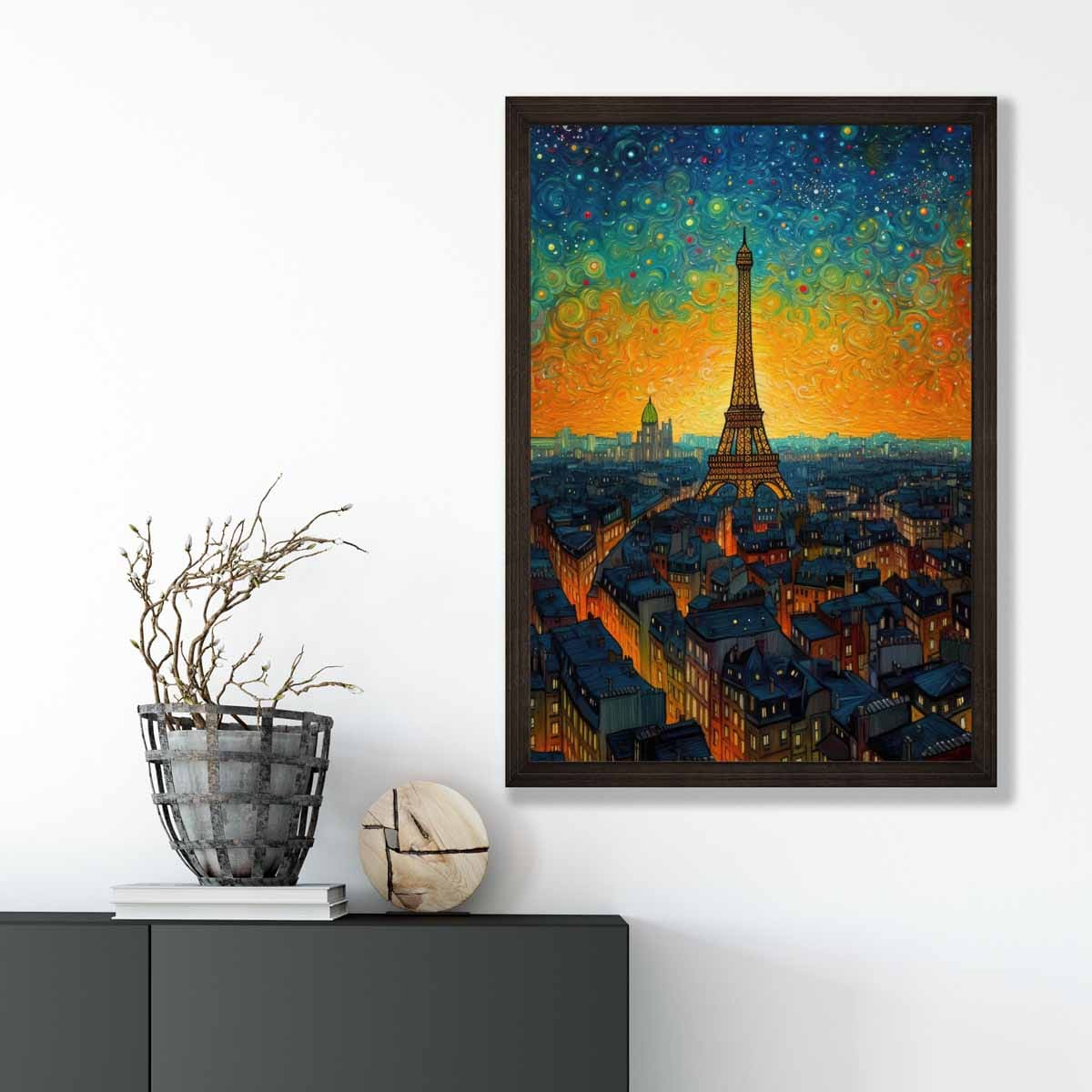 Colorful Paris Sunset Art Print on Satin Paper
