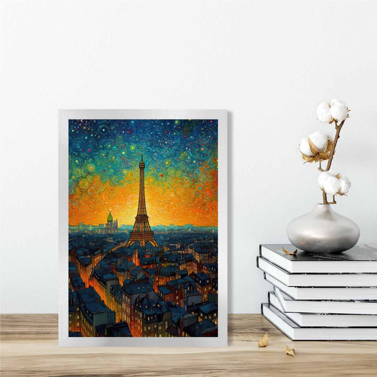 Colorful Paris Sunset Art Print on Satin Paper