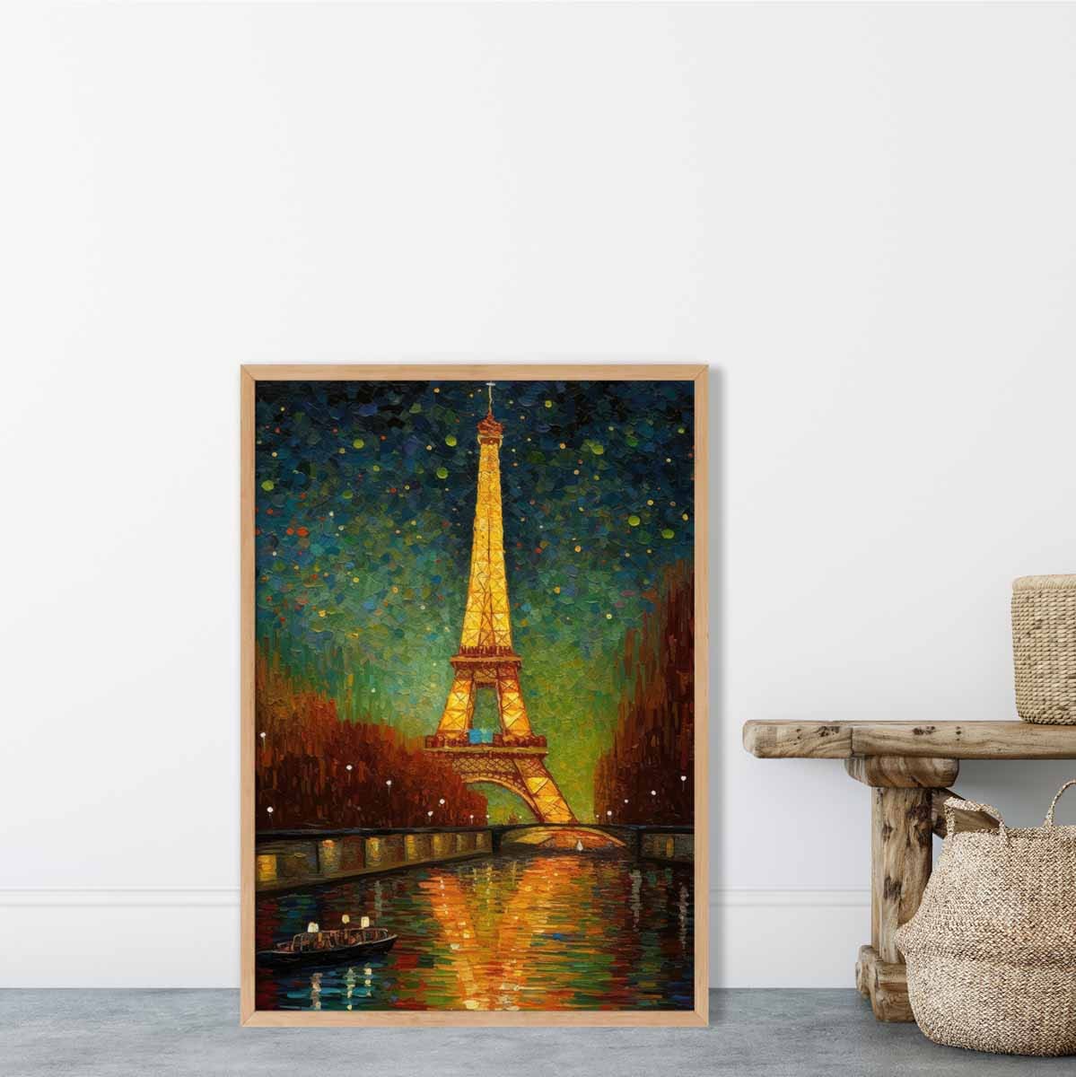 Colorful Paris Night Art Print on Matte Paper