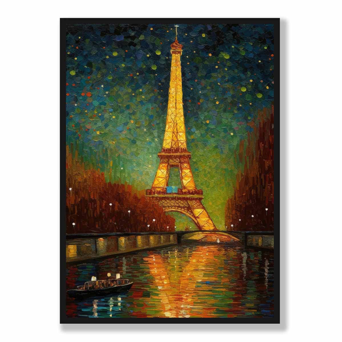 Colorful Paris Night Art Print on Matte Paper