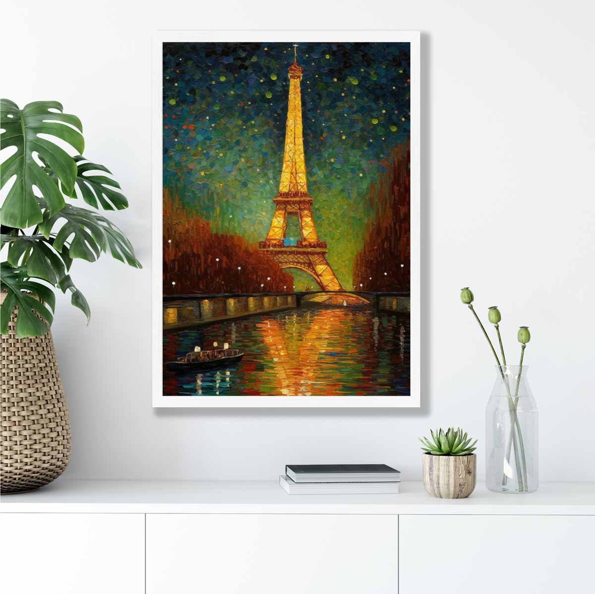 Colorful Paris Night Art Print on Matte Paper