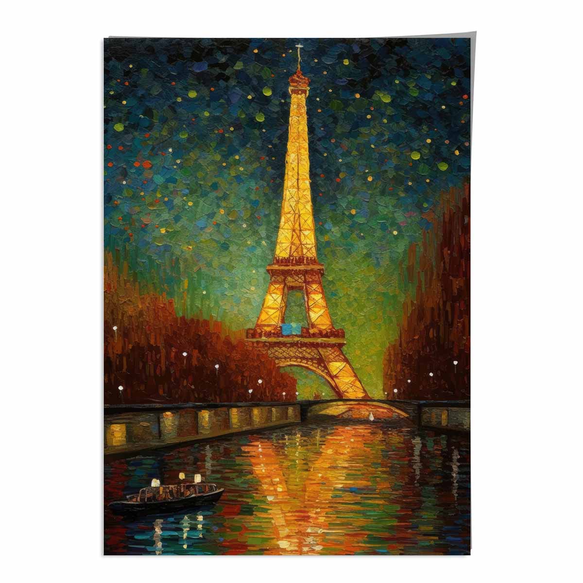 Colorful Paris Night Art Print on Matte Paper