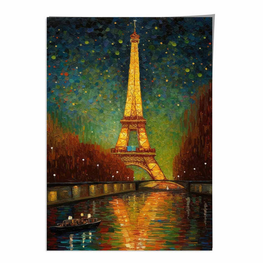 Colorful Paris Night Art Print on Matte Paper